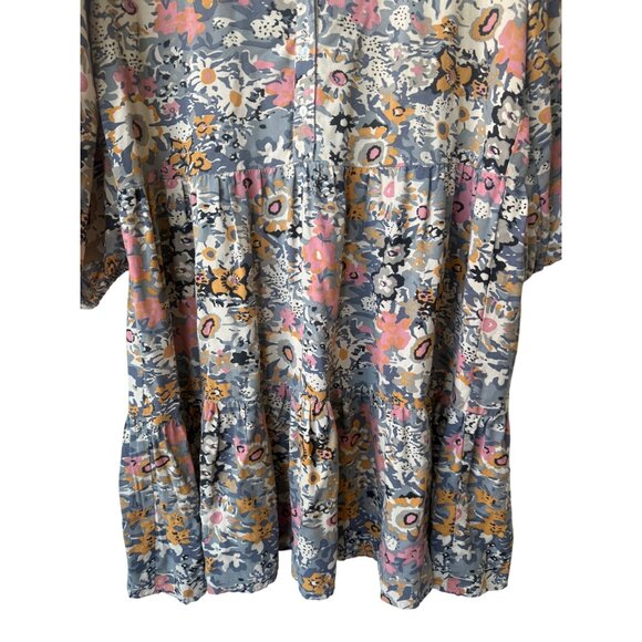 Natural Life Mini Floral Boho Long Sleeve Shirt Dress Size S Short Tunic Organic - Picture 6 of 12